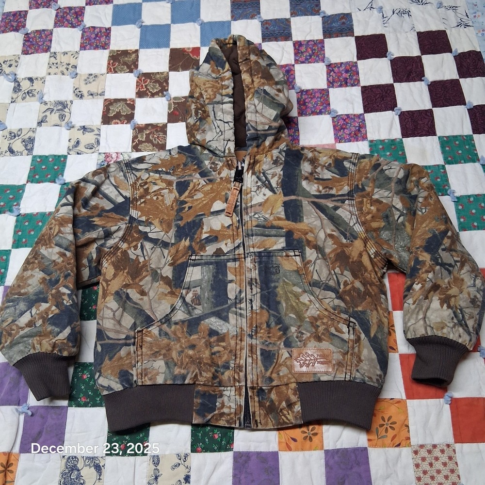 Youth Small 6 - 8 Evasion Camouflage Canvas Hunting Jacket Hooded Field N Forest